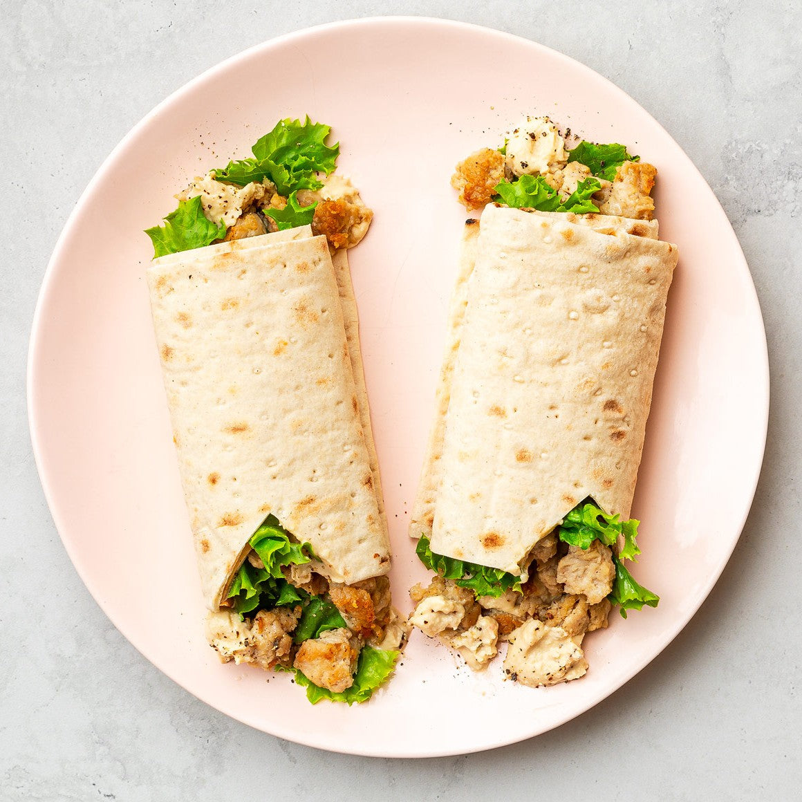 Lemony Hummus Ground Chicken Lavash Wrap