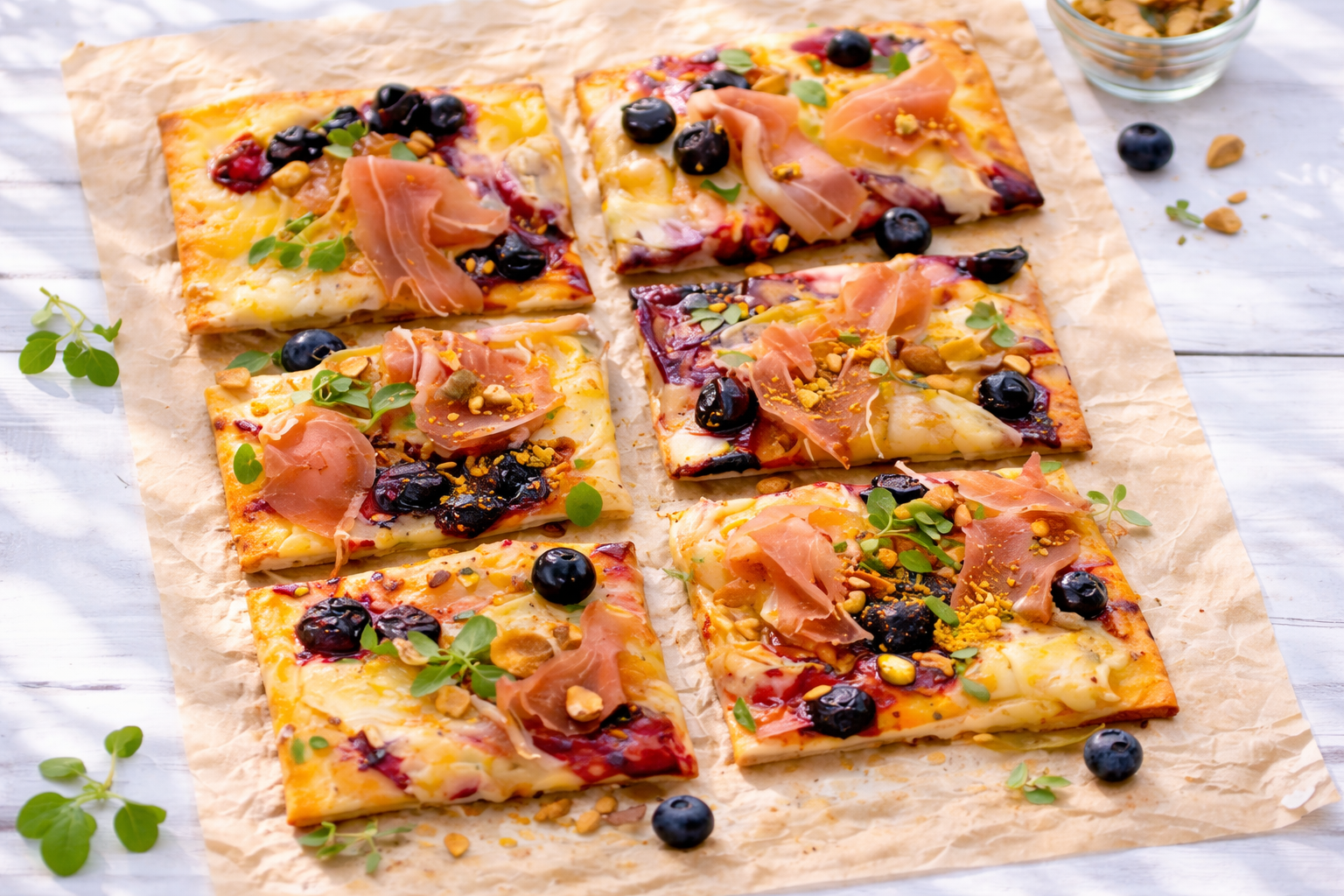 Blueberry, Brie & Prosciutto Lavash Flatbread