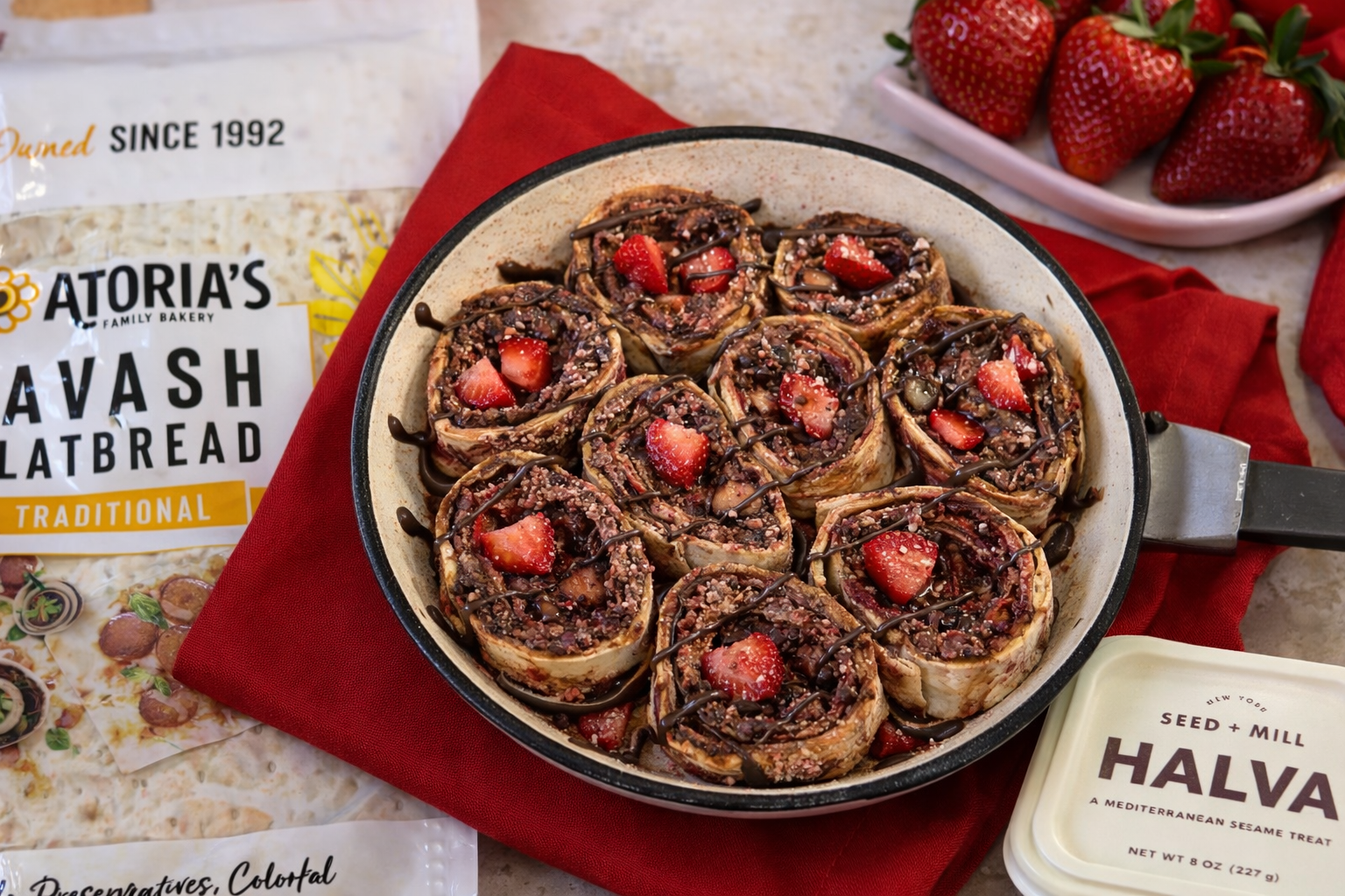 Chocolate Strawberry Halva Sweet Rolls