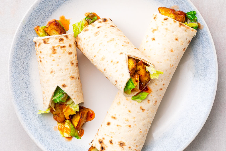 Sweet Chili Tofu Lavash Wraps