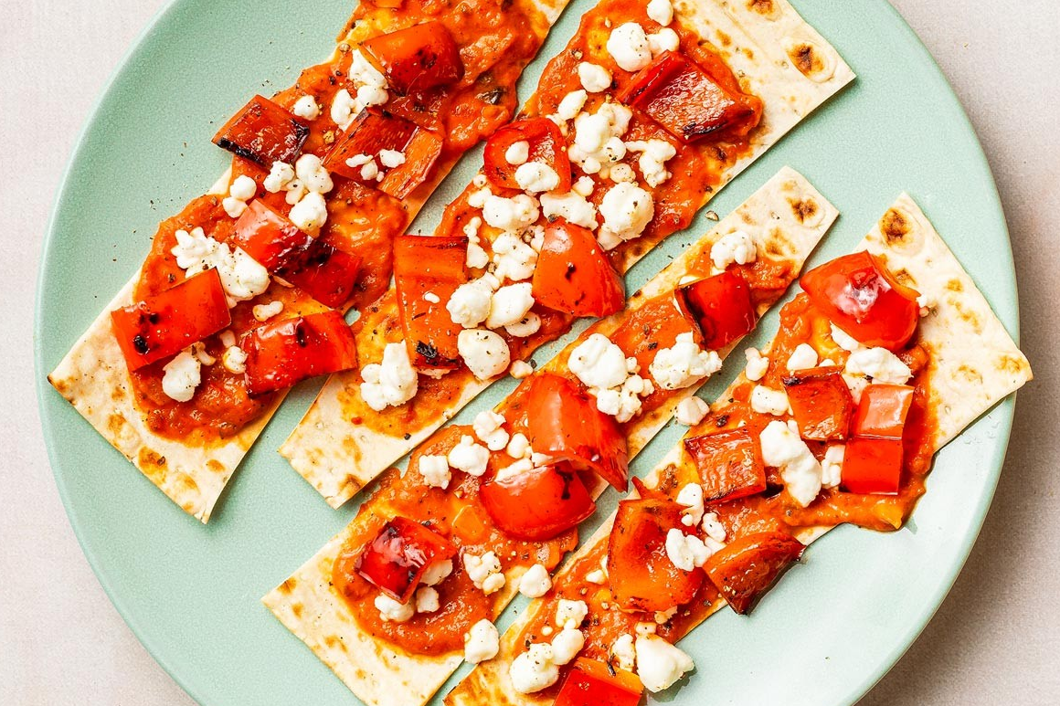 Creamy Vodka Goat Cheese & Pepper Flatbread