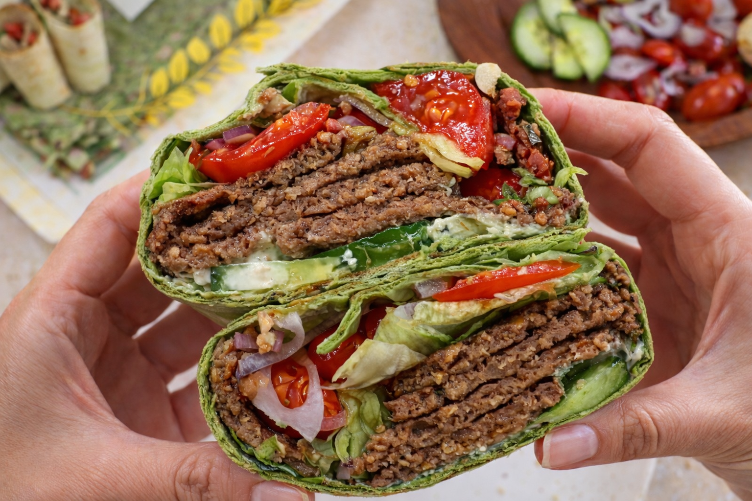 Spinach Lavash Shawarma Wrap