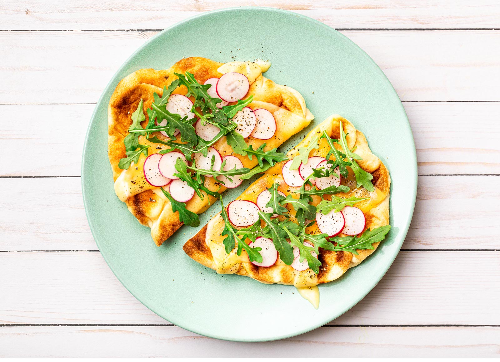 Cheesy Radish Naan Flatbread