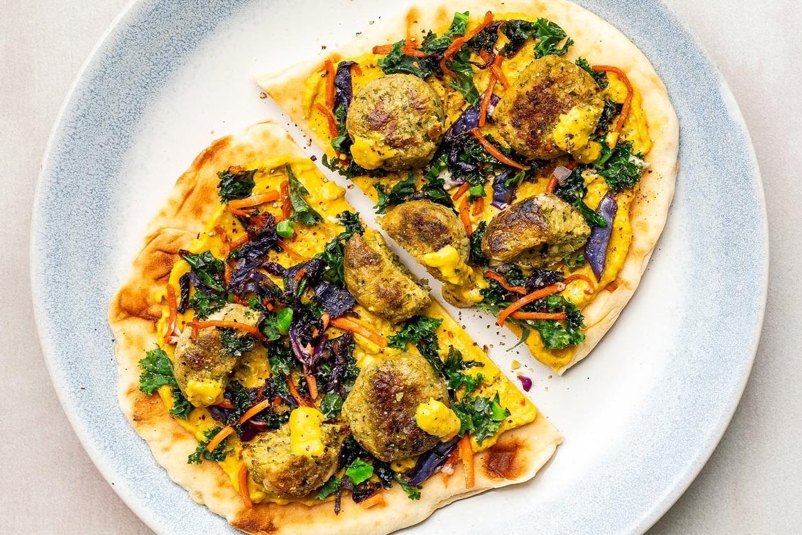 Curry Falafel Naan Wrap