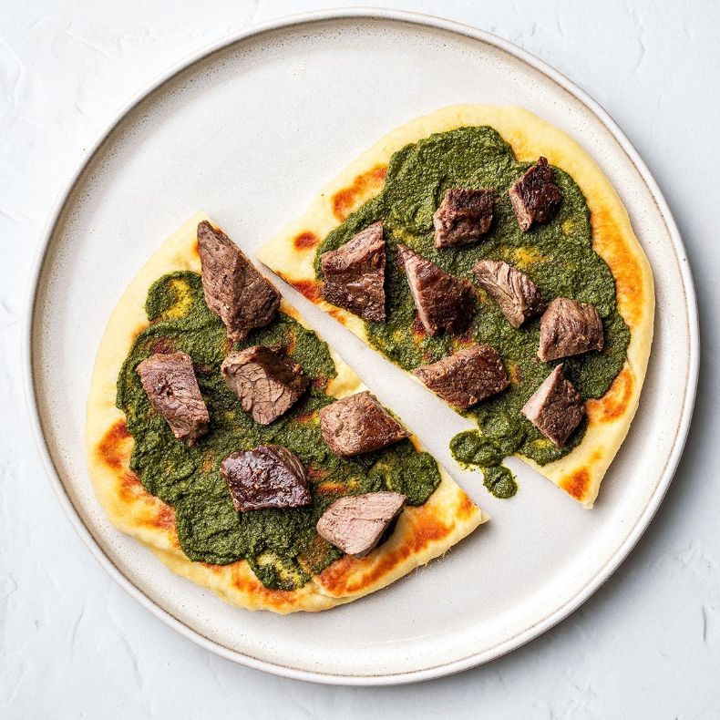 Herby Sirloin Naan Flatbread
