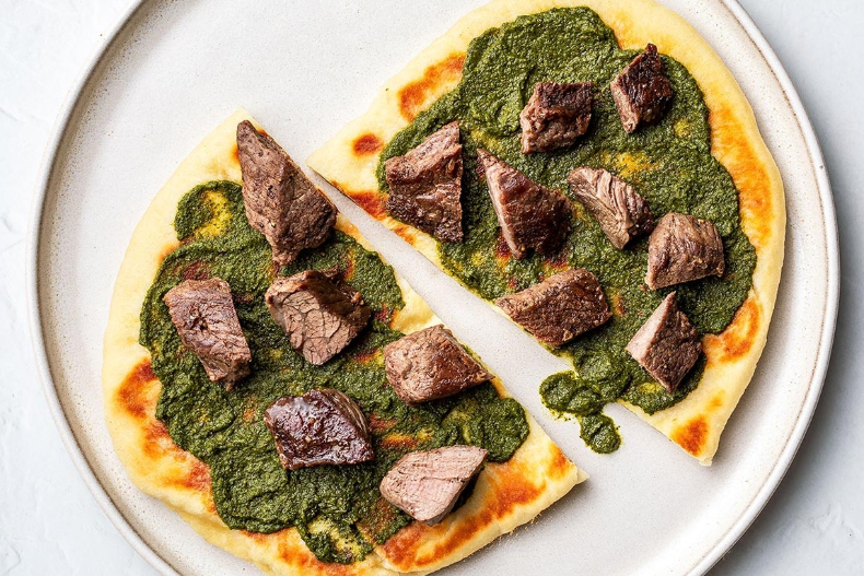 Herby Sirloin Naan Flatbread