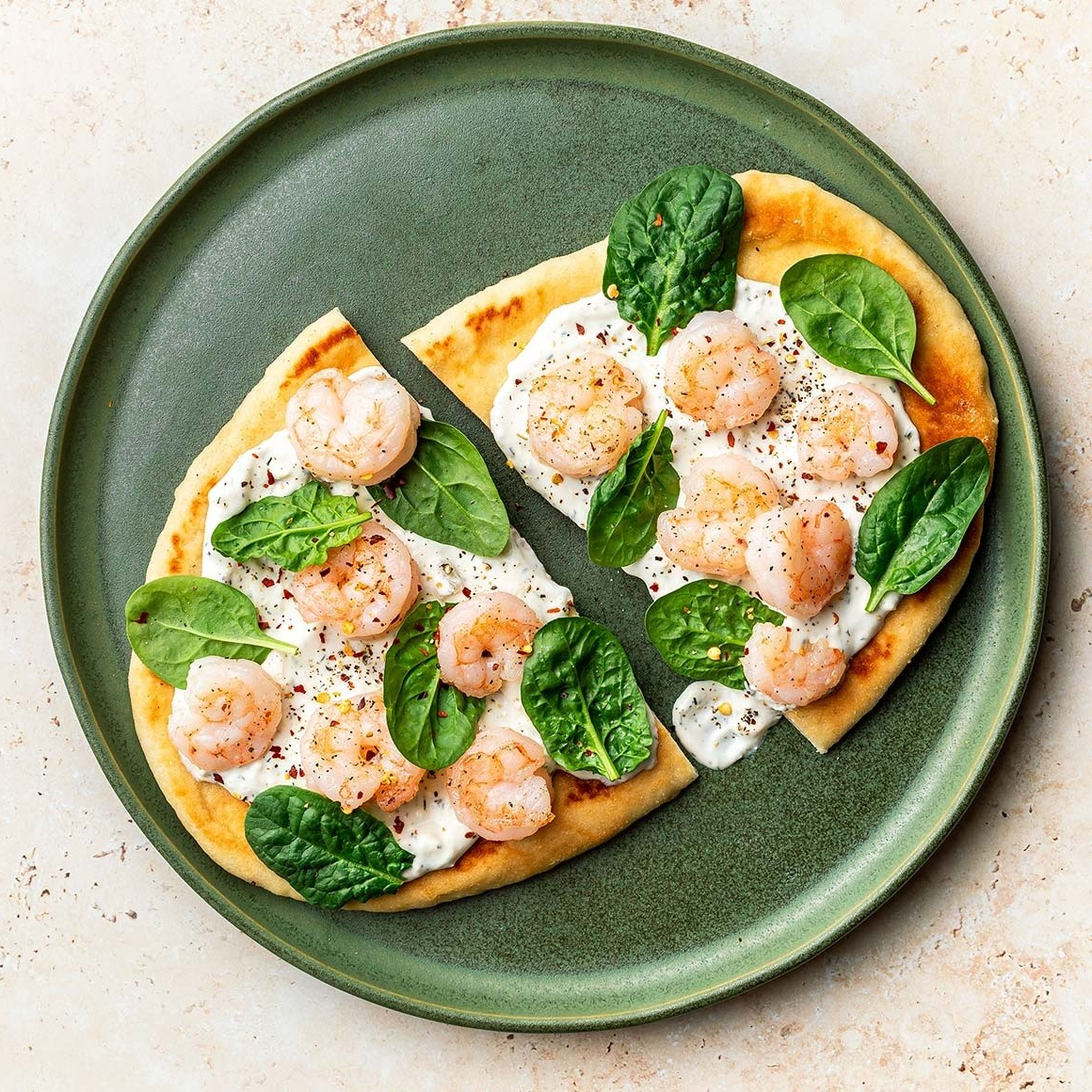 Mediterranean-Inspired Shrimp Flatbread