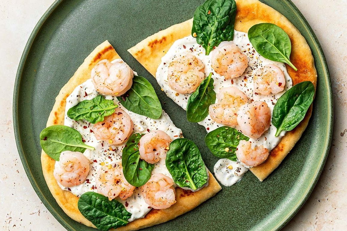 Mediterranean-Inspired Shrimp Flatbread