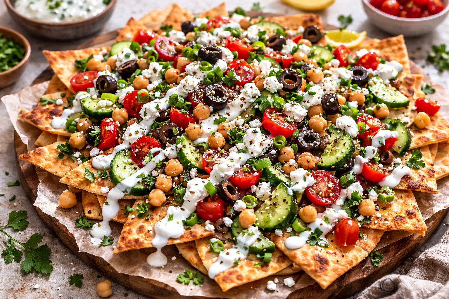 Mediterranean Naan Nachos