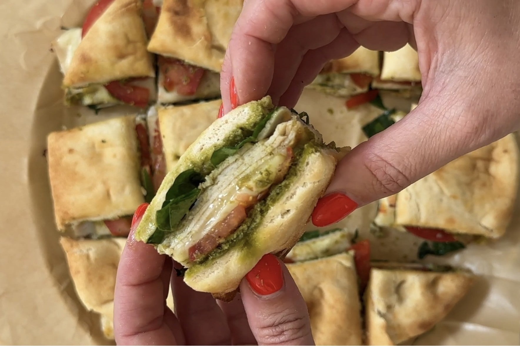 Pesto Turkey Melt Naan Sliders