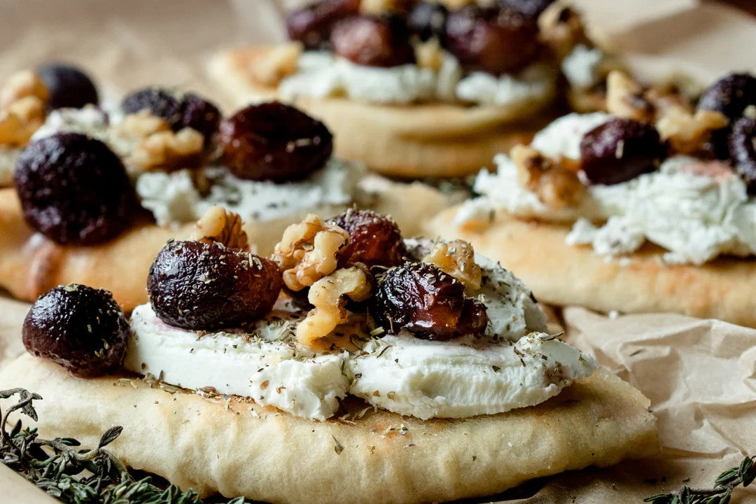 Roasted Grape Walnut Cheese Naan