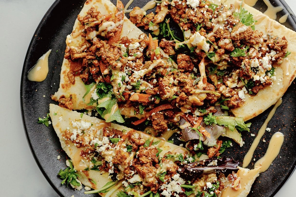 Harissa Beef Pita with Feta Cheese