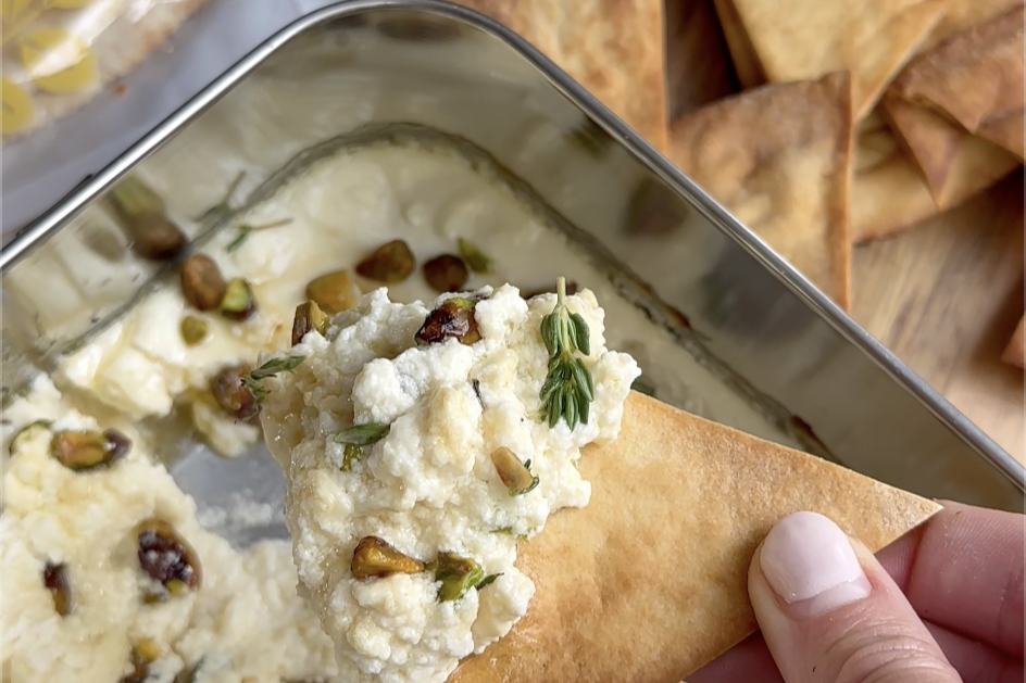 Hot Honey Whipped Feta Dip & Pita Chips