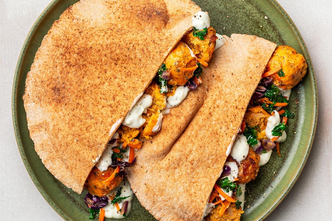 Tzatziki Eggplant Ball Pita Sandwich
