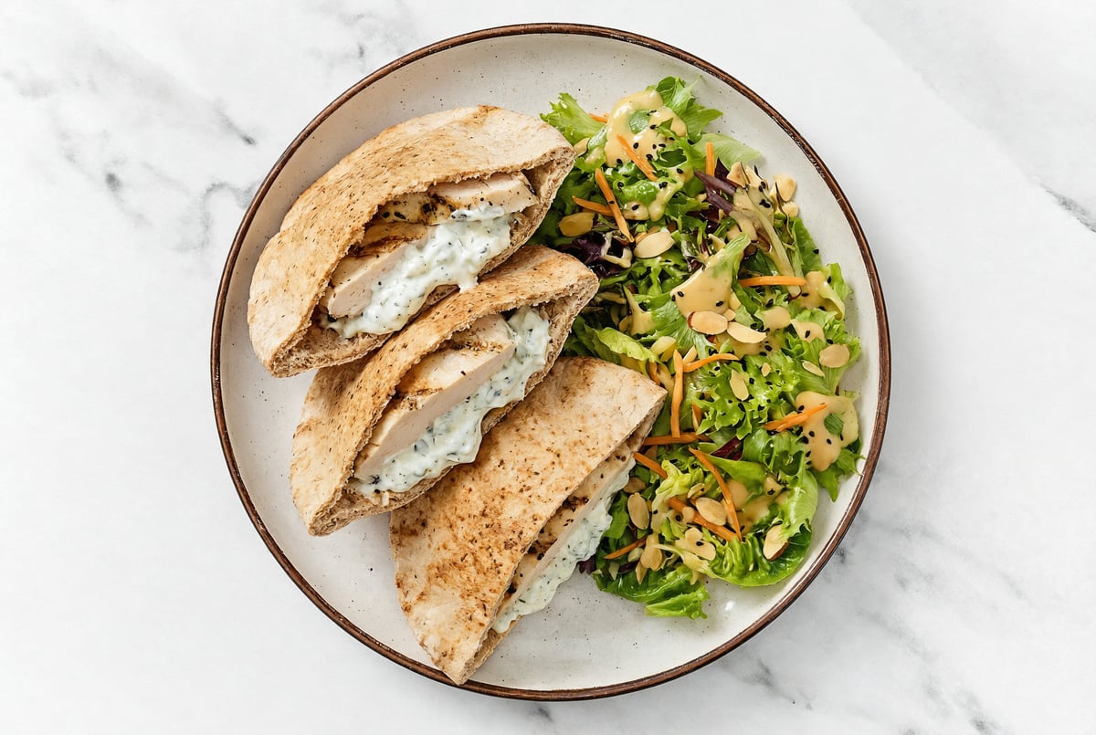 Chicken Tzatziki Pita + Little Gem Salad