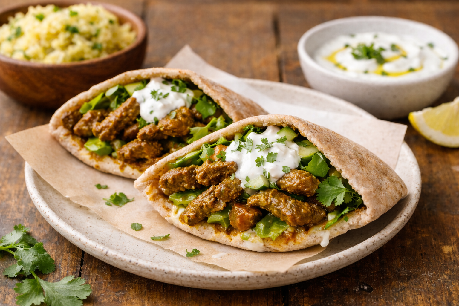 Curry Beef Strip Pita Pockets
