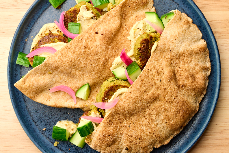 Falafel & Hummus Pita with Pickled Onions