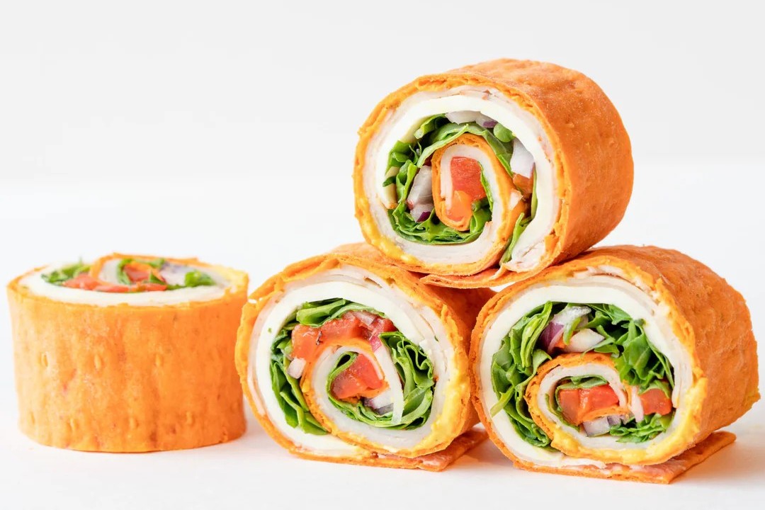 Roasted Red Pepper Rainbow Veggie Wrap