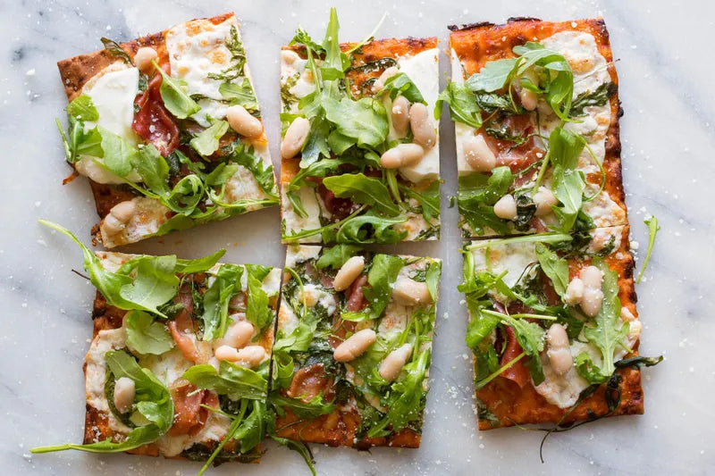 White Bean Prosciutto Flatbread Pizzas