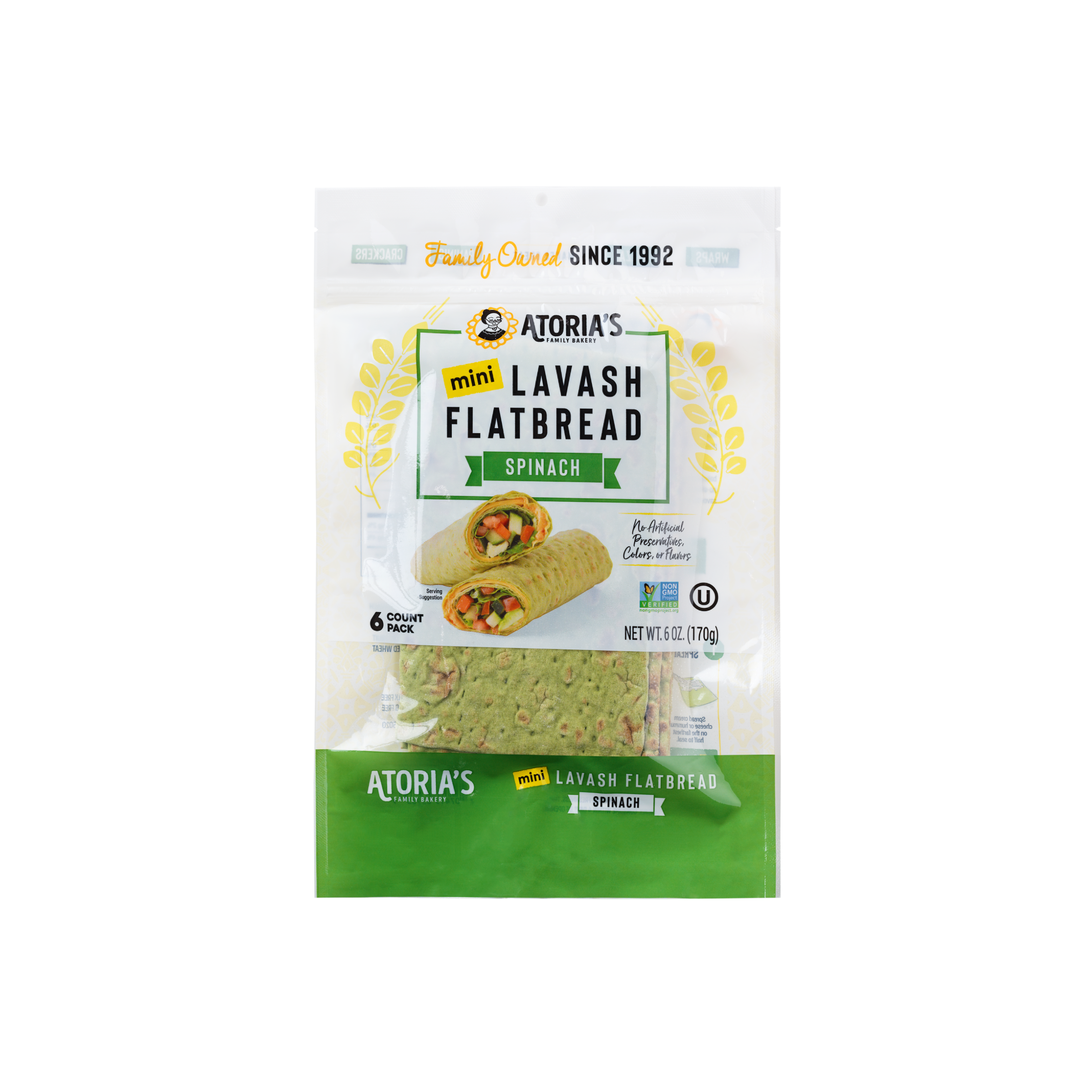 Atoria's Family Bakery Mini Spinach Lavash — product image